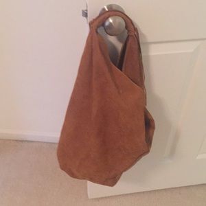 Large suede hobo bag - handmade in Greece.